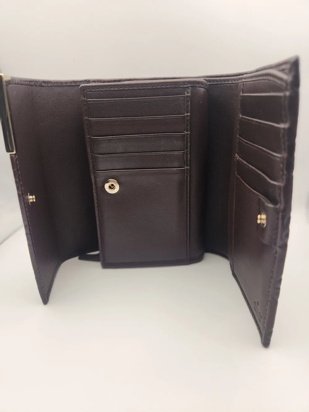 Vintage Gucci Guccissima Brown Leather Metal Bar Wallet